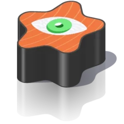 Stylized piece of Sushi with an eye shaped