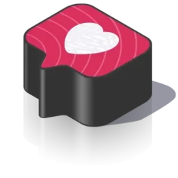 Stylized piece of Sushi with a heart-shaped filling